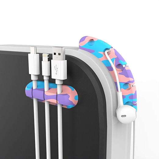 Cable Organizer, Cord Organizer Cable Management, Cable Clips USB Cable Holder Wire Organizer Cord Clips,(5, 3 Slots Colourful)