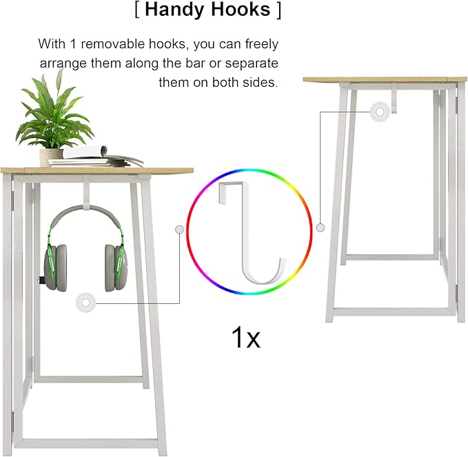 4NM 31.5" Small Desk with Storage Bag, Simple Assembly Folding Computer Desk Home Office Desk Study Writing Table for Small Space Offices - Natural and White