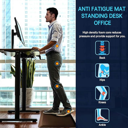 FEATOL Anti Fatigue Mat Floor Mat, Extra Thick Standing Office Desk Mat Memory Foam Cushioned Anti Fatigue Ergonomic Kitchen Mats Comfort Standing Pad NOT PVC 9/10 Inch Thick (Brown, 20x59x9/10-Inch)