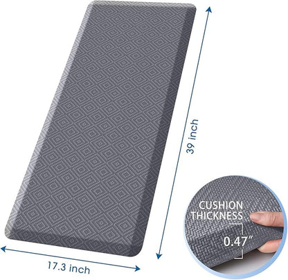 Mattitude Kitchen Mat Cushioned Anti-Fatigue Floor Mat Waterproof Non-Slip Mats and Rugs Standing and Comfort Desk Mats for House Sink Office Laundry (Light Grey, 17.3"x39")