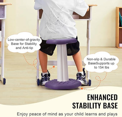 VEVOR Kids Wobble Chair, Active Chair with Sponge Cushion, Wobble Stool Improves Focus, Posture and Calm Children, Ideal for Schools and Home, Age 7-14, Purple