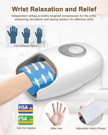 Hand Massager with Heat and Compression: Valentines Day Gifts for Her Him – Hand and Wrist Massage with Palm Kneading Rollers - Arthritis Carpal Tunnel Fatigue Relief - FSA HSA Eligible