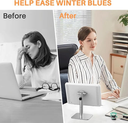 Hopihe Light Therapy Lamp with 10,000 LUX - Adjustable Stand, 3 Color Temperatures, 5 Brightness Levels, Auto Shut-Off Timer, Ideal for Boosting Energy, Mood & Sleep