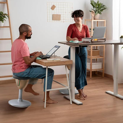 Wobble Stool Standing Desk Stool, Adjustable Height Standing Desk Chair for Office Desks and Classrooms, 360° Balance Stool with Rocking Motion, Non-Slip Base, Portable Stools (Black-Brown)