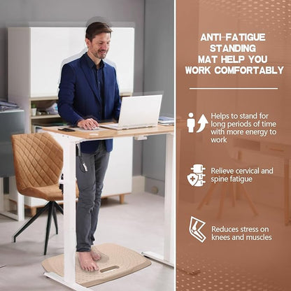 3/4 Inch Portable Anti Fatigue Standing Mat with Massage Points, Comfort Foot Mat Standing Pad for Stand Up Desk with Handle, Cushioned Kitchen Mat for Office & Home (Rose Gold, 17" X 22")