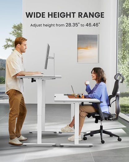 ErGear Height Adjustable Electric Standing Desk, 40 x 24 Inches Sit Stand up Desk, Memory Computer Home Office Desk (White)