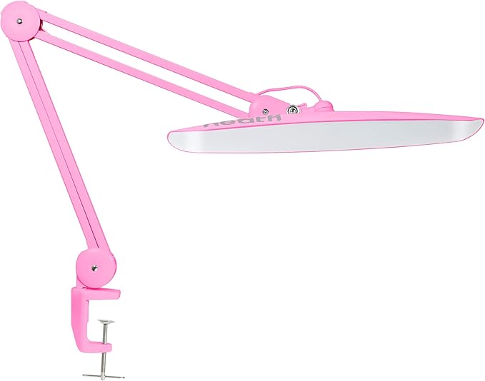 Neatfi XL 2,200 Lumens LED Task Lamp, 24W Super Bright Desk Lamp, 117 Pcs SMD LED, 4 Level Brightness, Dimmable, Task LED Light for Home, Office, Workbench (CCT, Pink)