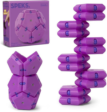 Speks Geode Pentagons Magnetic Fidget Toy for Adults & Teens 14+ | Sensory Gadget for Stress Relief, Office Desk Toy Present, Christmas Gift, Holiday Stocking Stuffer | Razzle, 12-Piece Set