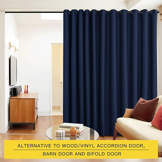 NICETOWN Closet Door Heavy Curtain, Room Dividers Shade Screens Partitions, Extra Large Grommet Top Space Partition Blackout Curtain, Screen Dividers for Rooms (1 Pack, 20ft Wide x 9ft Long, Navy)