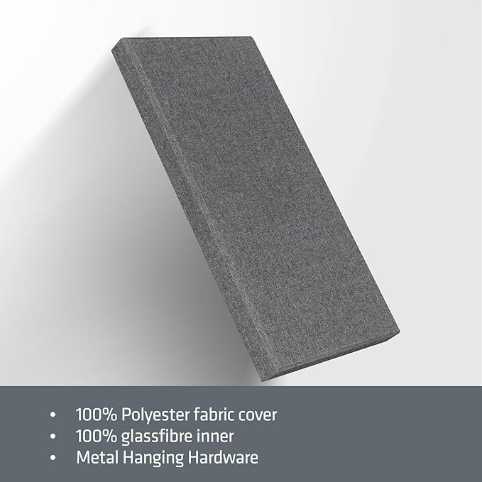 UMIACOUSTICS 2 PCS Acoustic Panel, 47.2" x 23.6" Fiberglass Sound Proof Wall Panels, Sound Absorbing Panels for Studios, Office, Home Theater. Charcoal Grey