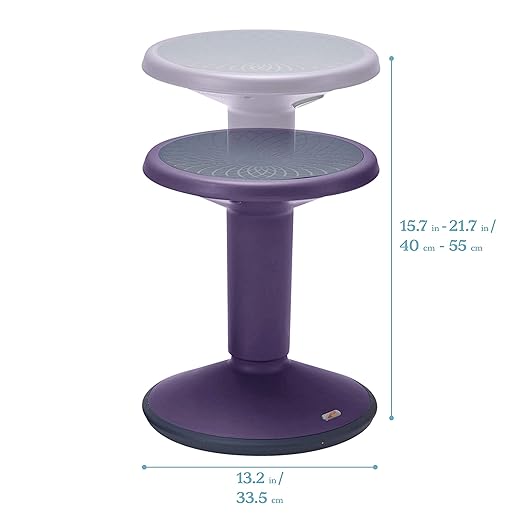 ECR4Kids SitWell Wobble Stool, Adjustable Height, Active Seating, Eggplant