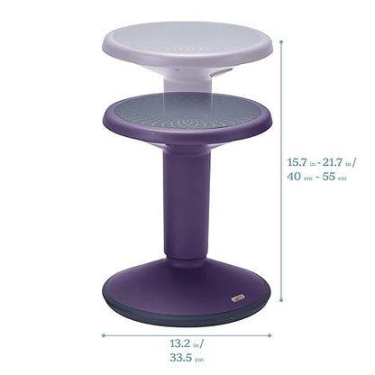 ECR4Kids SitWell Wobble Stool, Adjustable Height, Active Seating, Eggplant