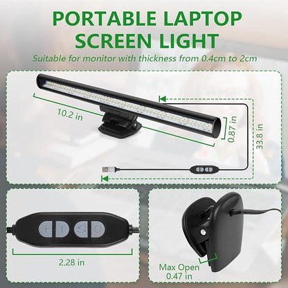 Computer Monitor Light,Screen Light Bar USB Powered Monitor Clamp Lamp,Eye Protect Clip On Monitor Lamps,Adjustable Brightness/Color,Over Monitor Light Bar