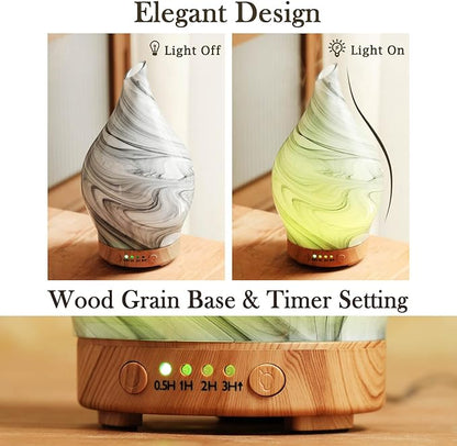 Porseme 100ml Essential Oil Diffuser Glass Color Changing Aroma Air Diffusers Aromatherapy Ultrasonic Cool Mist Humidifier 4 Running Hours Waterless Auto-Off for Sleeping, Yoga, Office, Spa (Ink)