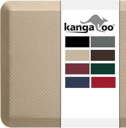 KANGAROO Thick Ergonomic Anti Fatigue Mats for Kitchen Floor, Cushioned Standing Office Desk Mat, Waterproof Scratch Resistant Topside, Supportive All Day Comfort Padded Foam Rugs, 20x32, Beige