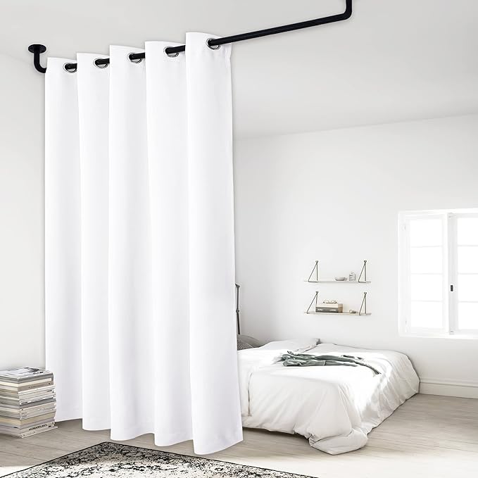 NICETOWN Room Seperating Divider, Room Divider Curtain Screen Partition, Function Thermal Blackout Patio Door Curtain Panel, Sliding Door Insulated Curtains for Patio, White, 108" Tall x 70" Wide