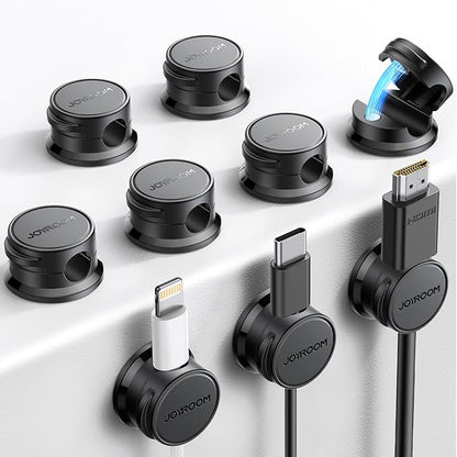 9 Pack Cable Management Cord Organizer, JOYROOM Magnetic Cable Clips Adhesive Wire Holder Keeper, Under Desk Cord Hider for Nightstand Desktop Wall Phone Charging USB Car Workspace Office Accessories