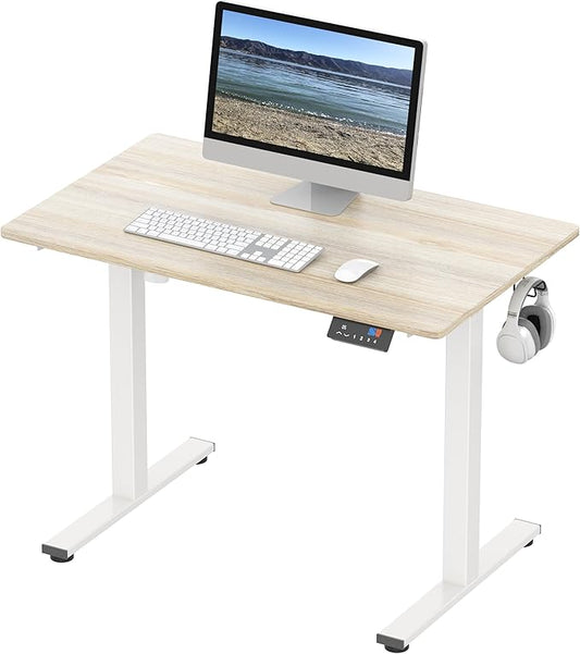 SHW Memory Preset Electric Height Adjustable Standing Desk, 40 x 24 Inches, Maple