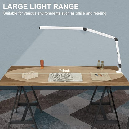 LED Desk Lamp with Clamp, Dual Light Table Lamp with Adjustable Swing Arm, Eye-Care 4 CCT Modes & 5 Brightness Levels Clip-on Table Light Architect Modern Desk Light for Home Office