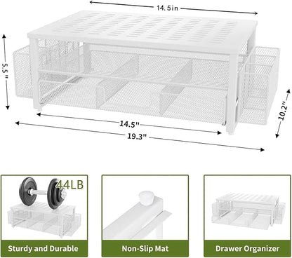 gianotter Monitor Stand Riser, Desk Organizer with Drawer and Pen Holder, 2-Tier Computer Stand, Desk Accessories & Workspace Organizers(White)