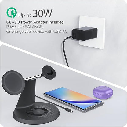 3-in-1 Wireless Charging Station for Apple Devices - Fast Charging Station for iPhone and Watch with MagSafe, Stable Charger Stand for iPhone 12-16 & iWatch & AirPods