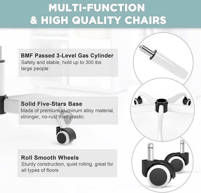 Mimoglad Office Chair, High Back Ergonomic Desk Chair with Adjustable Lumbar Support and Headrest, Swivel Task Chair with flip-up Armrests for Guitar Playing, 5 Years Warranty