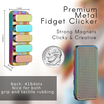 Fidget Toys for Adults - Creative Magnetic Haptic Fidget Clicker with 3 Noise Levels Loud-Quiet EDC Fidget Toys Adults Office Class Fidget Toys Relief Stress and Anxiety ADHD Approved (Rainbow)