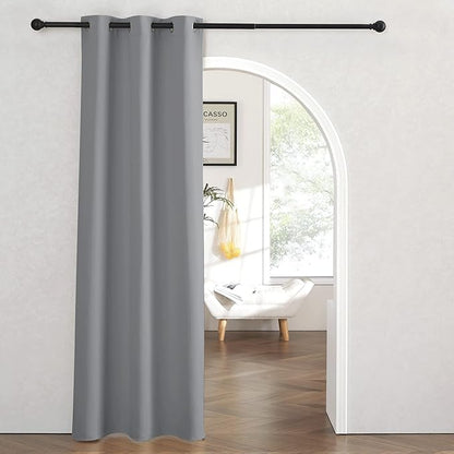 RYB HOME Blackout Curtains Thermal Insulating Privacy Temporary Door Curtains for Bedroom Closet Doorway Accordion Door Interior Living Room Kids Nursery Dining, Wide 60 x Long 90 inch, Light Grey