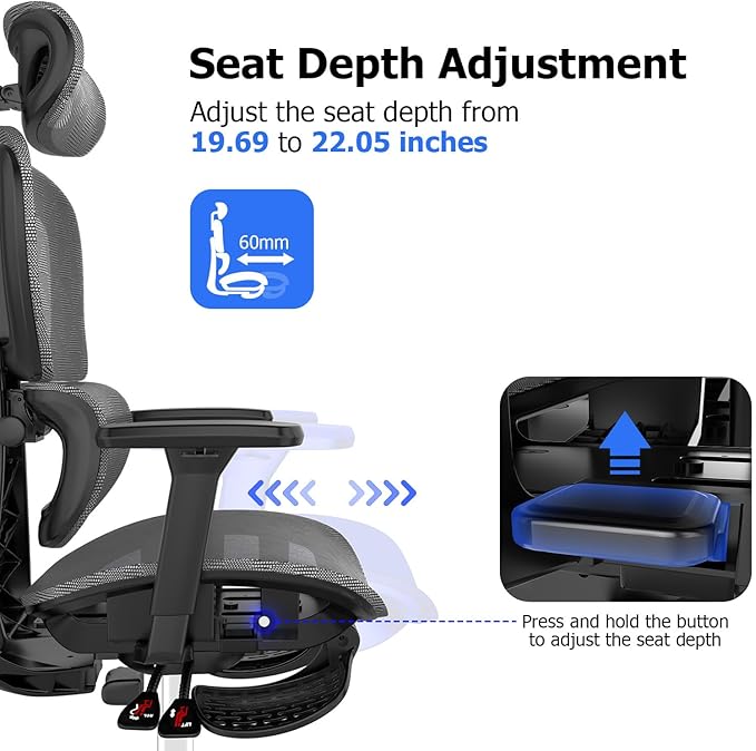 Ergonomic Mesh Office Chair with 3D Adjustable Armrest,High Back Desk Computer Chair Ergo3d Ergonomic Office Chair with Wheels for Home & Office Darkgrey