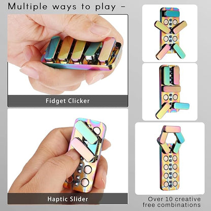 Fidget Toys for Adults - Creative Magnetic Haptic Fidget Clicker with 3 Noise Levels Loud-Quiet EDC Fidget Toys Adults Office Class Fidget Toys Relief Stress and Anxiety ADHD Approved (Rainbow)