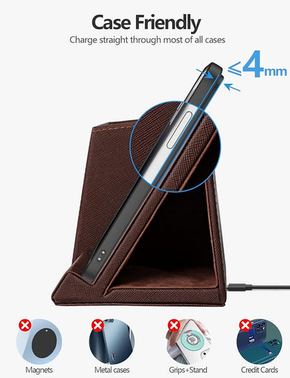 2-in-1 Pen Holder with Wireless Charger, Compatible with iPhone 16/15/14/13/12/11/8 Series, Pencil Holder Phone Stand for Desk Home Office, Men Gift Husband Wife Anniversary Dad Birthday Idea Gadget