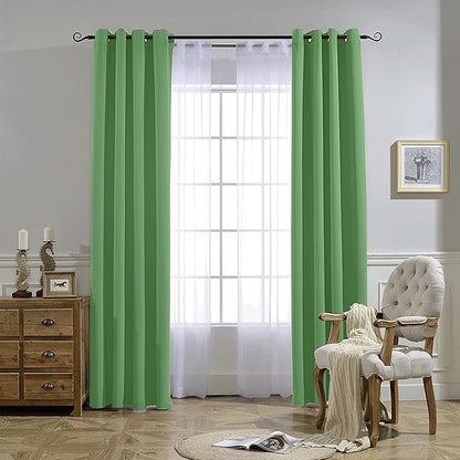 NICETOWN Forest Green Blackout Curtains 84 inches Long 2 Panels Set - Grommet Thermal Curtains Room Darkening Window Treatments Sound Proof for Bedroom/Living Room, W52 x L84