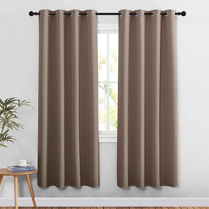 NICETOWN Blackout Curtains 78 inch Length 2 Panels Set - Grommet Thermal Insulated Room Darkening Doorway Curtains Sound & Light Blocking for Bedroom/Living Room, Cappuccino, W52 x L78