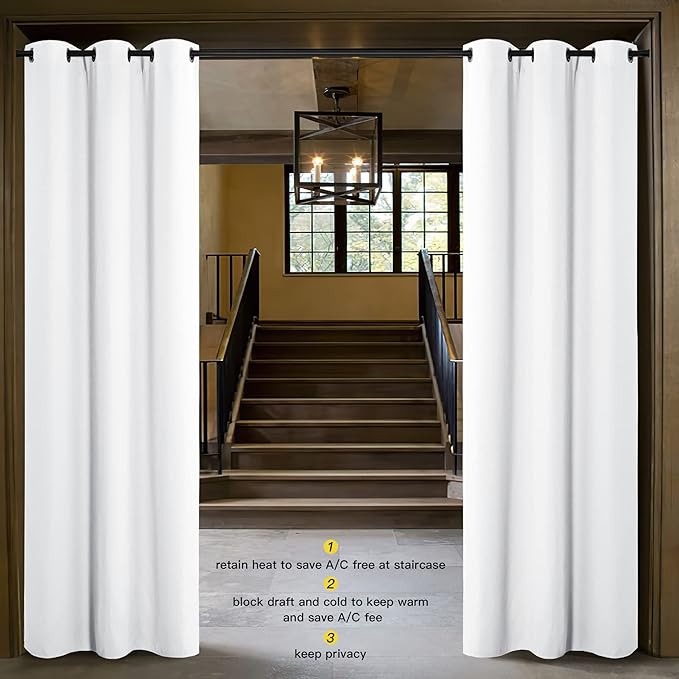 NICETOWN Closet Curtain for Bedroom Door, Faux Folding Accordion Doors, Noise Reducing Room Divider for Doorway Laundry Room Bifold Door (1 Panel, 5ft Wide x 9ft Long, White)