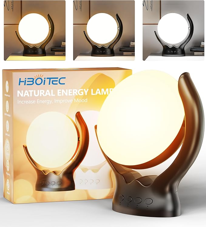 HIBOITEC Light Therapy Lamp, UV-Free 10000 Lux Therapy Light, Rotatable Sunlight Lamp with 3 Color Temperature & 5 Adjustable Brightness Levels & Timer & Memory Function