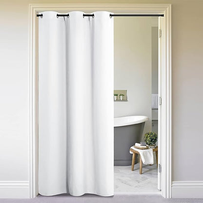 NICETOWN Curtains & Drapes for Door Tapestry, 120 inches Long Door Curtains for Bathroom Pantry Bedroom Closet (White, 1 Panel, 5ft Wide x 10ft Long)