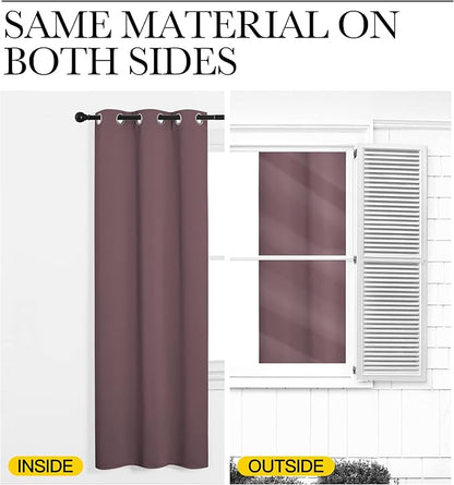 NICETOWN Dry Rose Curtains for Sliding Glass Door, 84 inch Long, Grommet Single Curtain Panel, Sound Reducing Blackout Curtains for Bedroom/Doorway Living Cabin (1 Panel, 8.3ft Wide by 7ft Long)