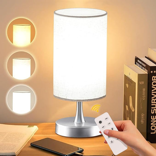 Light Therapy Lamp, 10000 Lux Light with Remote Control, 3 Color Temperature & 4 Brightness Level & Timer, Daylight Lamp for Home, Office, Decoration(Silver Base Linen Shade)