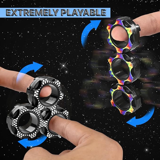 5Pcs Fidget Toys Adults Set, Autism Sensory Pack with figette Cube Magnetic Rings Pad ADHD Stress Relief for Kids Teen, Cool Gadget Desk Spinner Christmas Stocking Stuffer