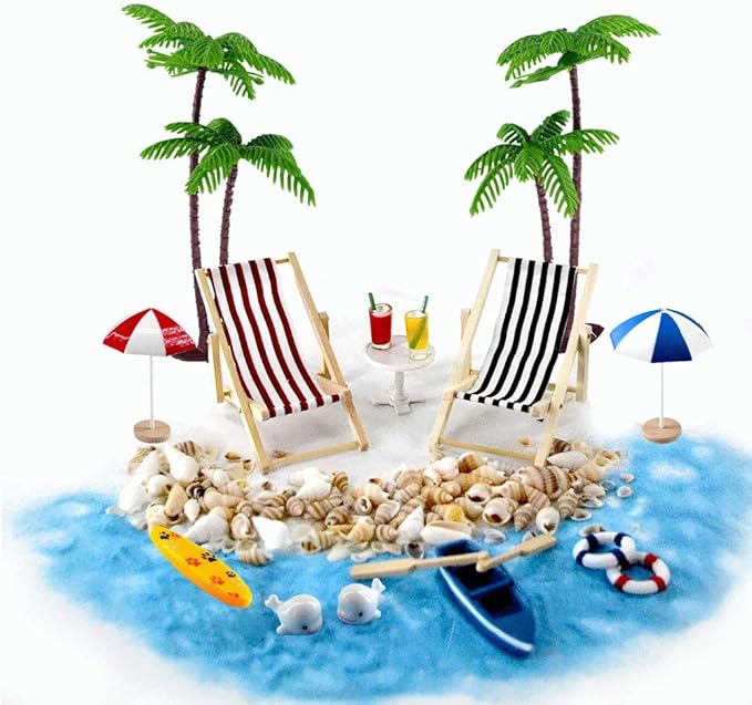 Beach Zen Garden Decor, Mini Desktop Sandbox Accessories, 16 Pcs Miniature Ornament Kits for DIY Garden and Plant Decoration