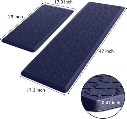 Kitchen Mat [2 PCS] Cushioned Anti-Fatigue Floor Mat, Waterproof Non-Skid Kitchen Mats and Rugs, Ergonomic Comfort Foam Kitchen Rugs, Standing Mat for Kitchen, Floor,Office, Sink, Laundry(Blue)