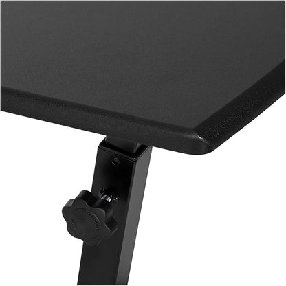 Seville Classics Airlift Mobile Height Adjustable Laptop Stand Computer Workstation for Sitting Classroom Home Office Medical Table w/Wheels, Flat Desk 24", Black