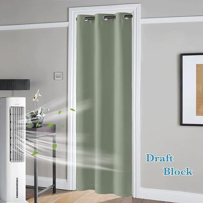 RYB HOME Temporary Doorway Curtains Blackout Privacy Room Divider Curtains Portable Curtains for Closet Wall Curtains for Bedroom Living Room Dining Basement Window, W 60 x L 84 inches, Sea Grenn