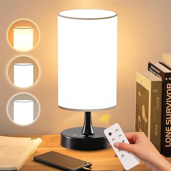 Light Therapy Lamp, 10000 Lux Light with Remote Control, 3 Color Temperature & 4 Brightness Level & Timer, Daylight Lamp for Home, Office, Decoration(Black Base White Shade)