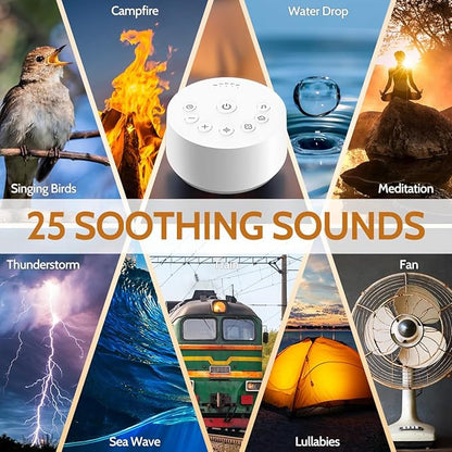 Color Noise Sound Machines Sleep White Noise Machine with 25 Soothing Sounds 32 Volume Levels 5 Timers and 4 Sound Categories and Memory Function for Kids Adults and Home