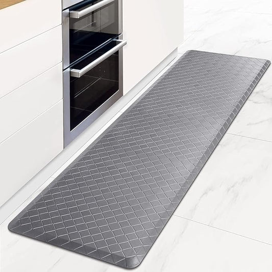 HappyTrends Kitchen Mat Cushioned Anti-Fatigue Floor Mat,17.3"x60",Thick Waterproof Non-Slip Kitchen Mats and Rugs Heavy Duty Ergonomic Comfort Rug for Kitchen,Floor,Office,Sink,Laundry,Gray