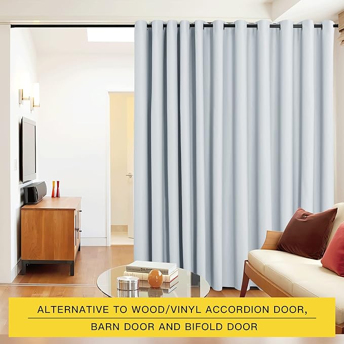 NICETOWN Closet Door Heavy Curtain, Room Dividers Shade Screens Partitions, Extra Large Space Partition Blackout Curtain, Screen Dividers for Rooms (1 PC, 20ft Wide x 9ft Long, Cloud Grey)