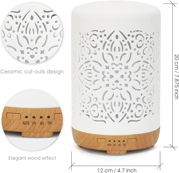 Earnest Living Smart Wifi Essential Oil Diffuser White Ceramic Diffuser 250 ml with Alexa Google Home App Phone Control LED and Auto Off Office Humidifier Aromatherapy Diffusers for Essential Oils