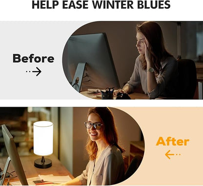 Light Therapy Lamp, 10000 Lux Light with Remote Control, 3 Color Temperature & 4 Brightness Level & Timer, Daylight Lamp for Home, Office, Decoration(Black Base White Shade)