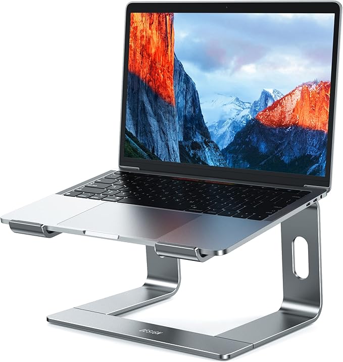 BESIGN LS03 Aluminum Laptop Stand, Ergonomic Detachable Computer Stand, Riser Holder Notebook Stand Compatible with Air, Pro, Dell, HP, Lenovo More 10-15.6" Laptops, Gray